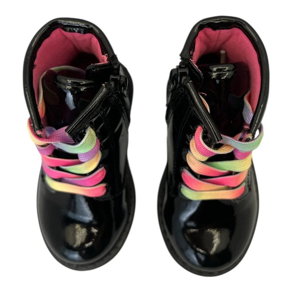 The Children's Place Toddler Girls Rainbow Lace Up Booties - Black, Size‎ 6